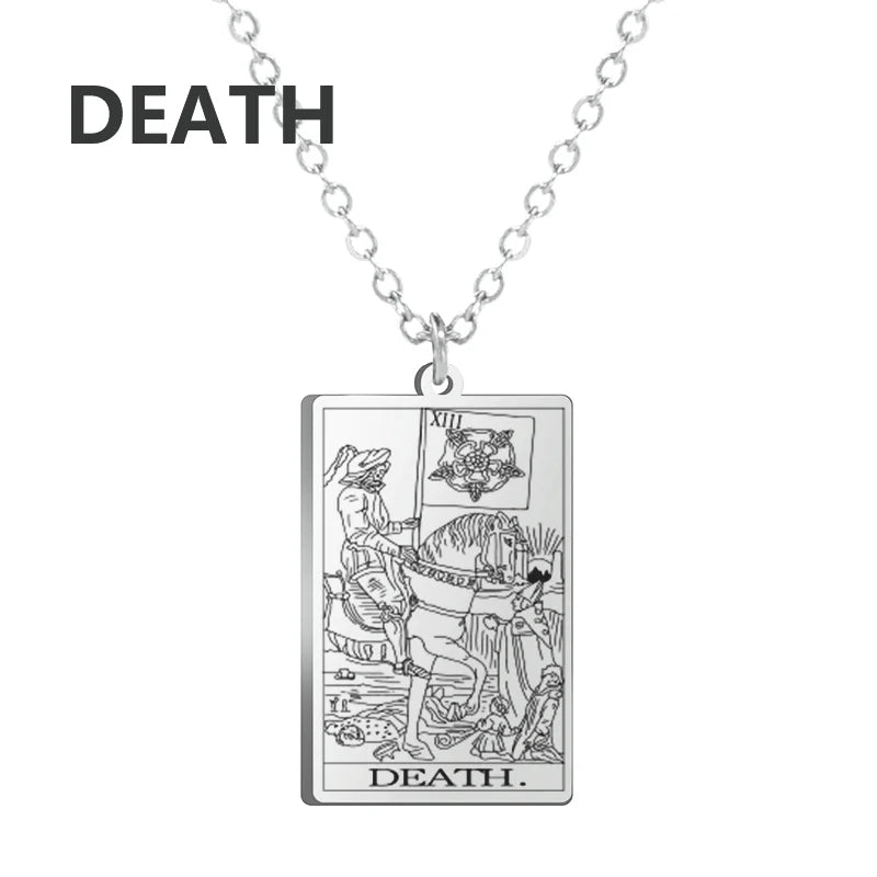 Dawapara Tarot Cards Necklace – Women’s Stainless Steel Amulet Jewelry Charm
