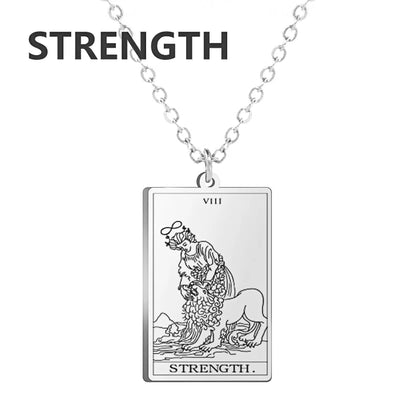 Dawapara Tarot Cards Necklace – Women’s Stainless Steel Amulet Jewelry Charm