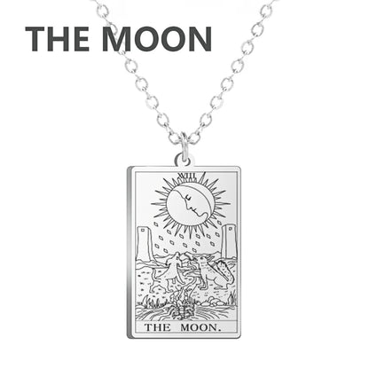 Dawapara Tarot Cards Necklace – Women’s Stainless Steel Amulet Jewelry Charm