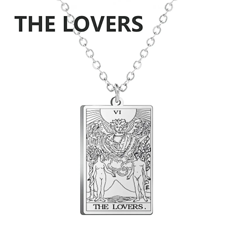 Dawapara Tarot Cards Necklace – Women’s Stainless Steel Amulet Jewelry Charm