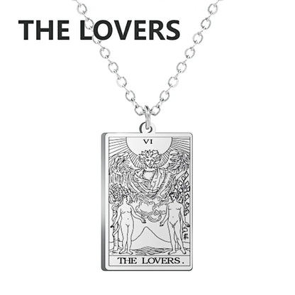 Dawapara Tarot Cards Necklace – Women’s Stainless Steel Amulet Jewelry Charm