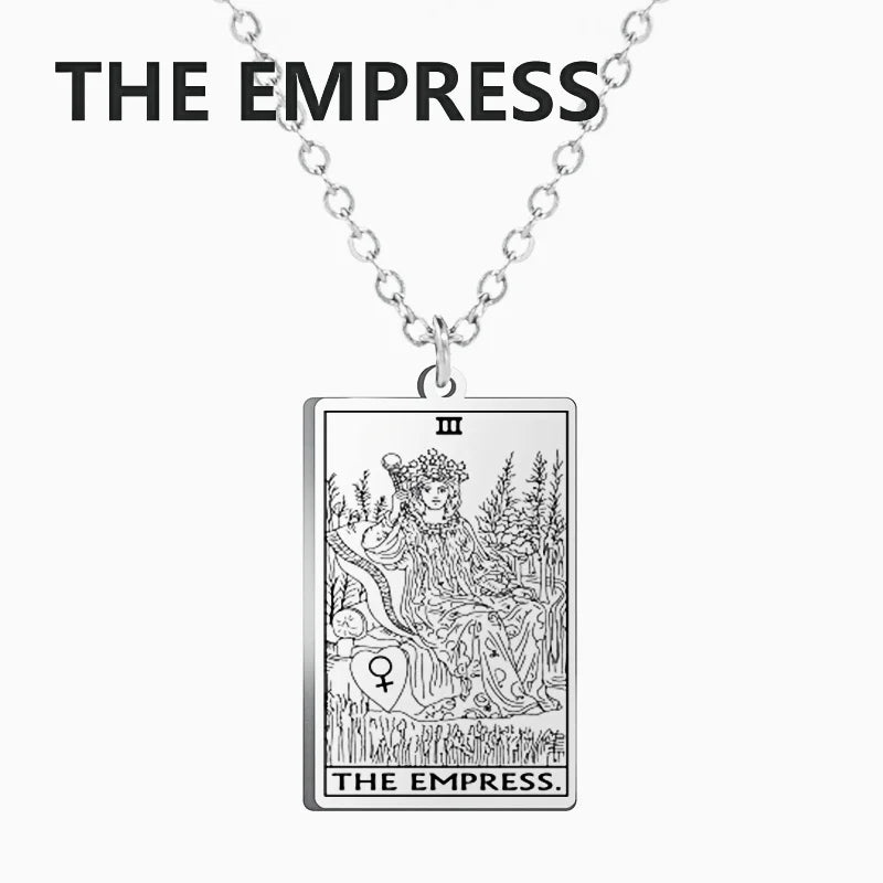 Dawapara Tarot Cards Necklace – Women’s Stainless Steel Amulet Jewelry Charm