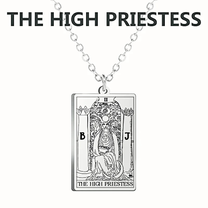 Dawapara Tarot Cards Necklace – Women’s Stainless Steel Amulet Jewelry Charm
