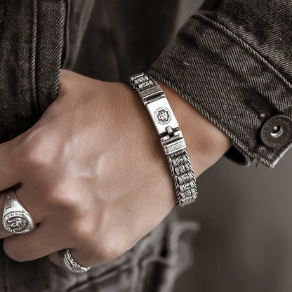 Handmade Lucky Buddhist Scripture Bracelet Men – Retro Style
