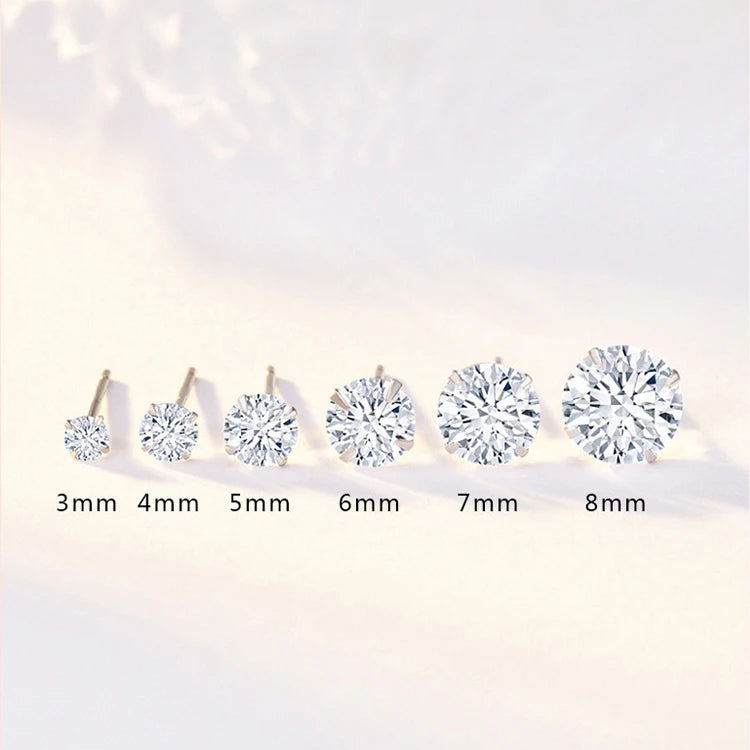 Crystal Zircon 925 Sterling Silver Earrings – Elegant Cubic Zirconia Studs for Women