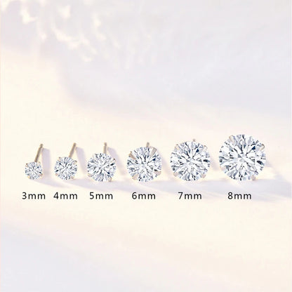 Crystal Zircon 925 Sterling Silver Earrings – Elegant Cubic Zirconia Studs for Women