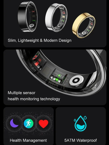 Smart Ring R09 Health Monitor | Waterproof 5ATM with Charging Case