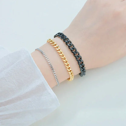 Fashion Stainless Steel Curb Cuban Chain Bracelet – Unisex Jewelry for Men & Women, Stylish Couple Wrist Gift