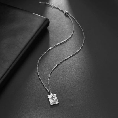Dawapara Tarot Cards Necklace – Women’s Stainless Steel Amulet Jewelry Charm