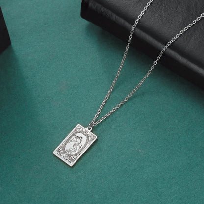 Dawapara Tarot Cards Necklace – Women’s Stainless Steel Amulet Jewelry Charm