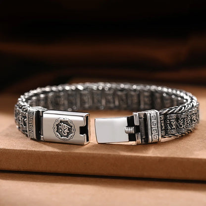 Handmade Lucky Buddhist Scripture Bracelet Men – Retro Style