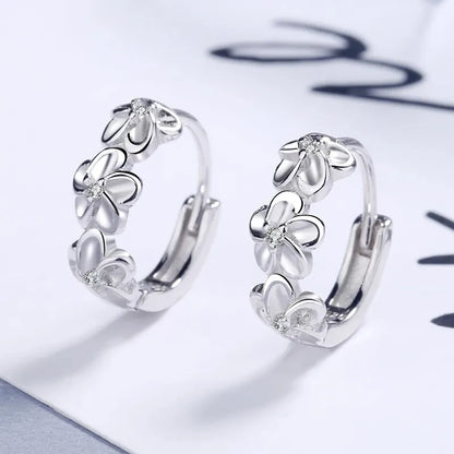 Sale 925 Sterling Silver Earrings – Crystal Zircon Flower Studs for Women