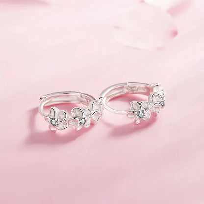 Sale 925 Sterling Silver Earrings – Crystal Zircon Flower Studs for Women