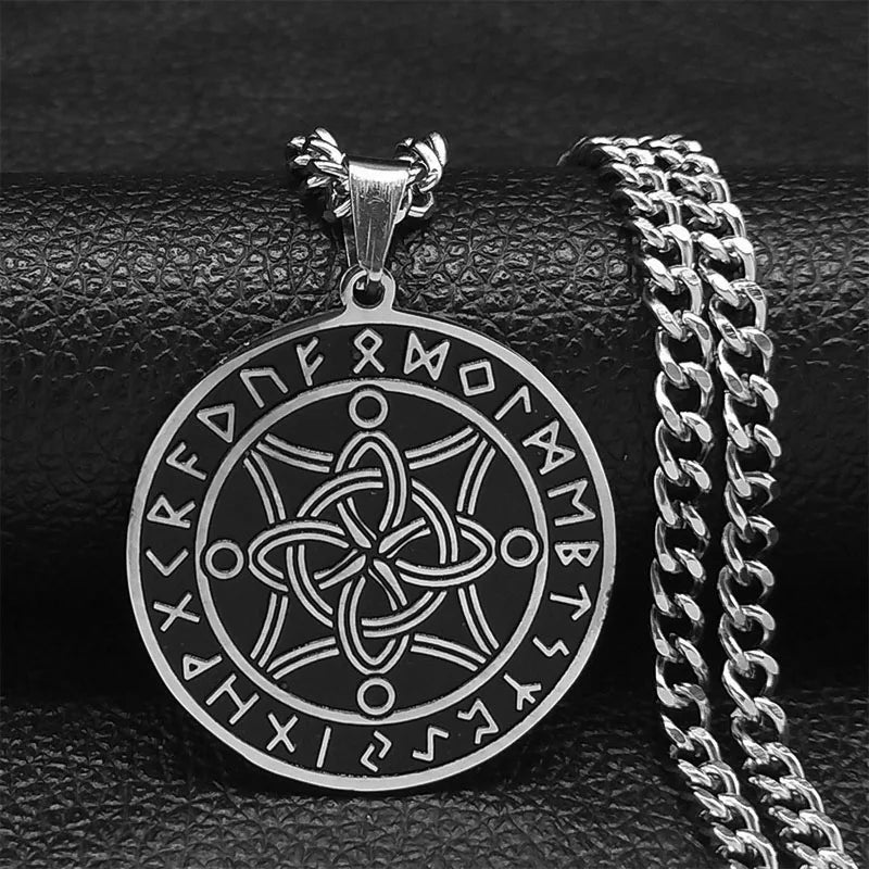 Viking Witch Celtic Knot Necklace | Odin Amulet Gothic Stainless Steel Jewelry for Men