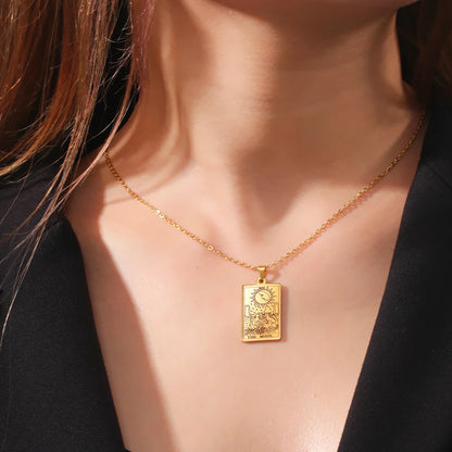 Dawapara Tarot Cards Necklace – Women’s Stainless Steel Amulet Jewelry Charm