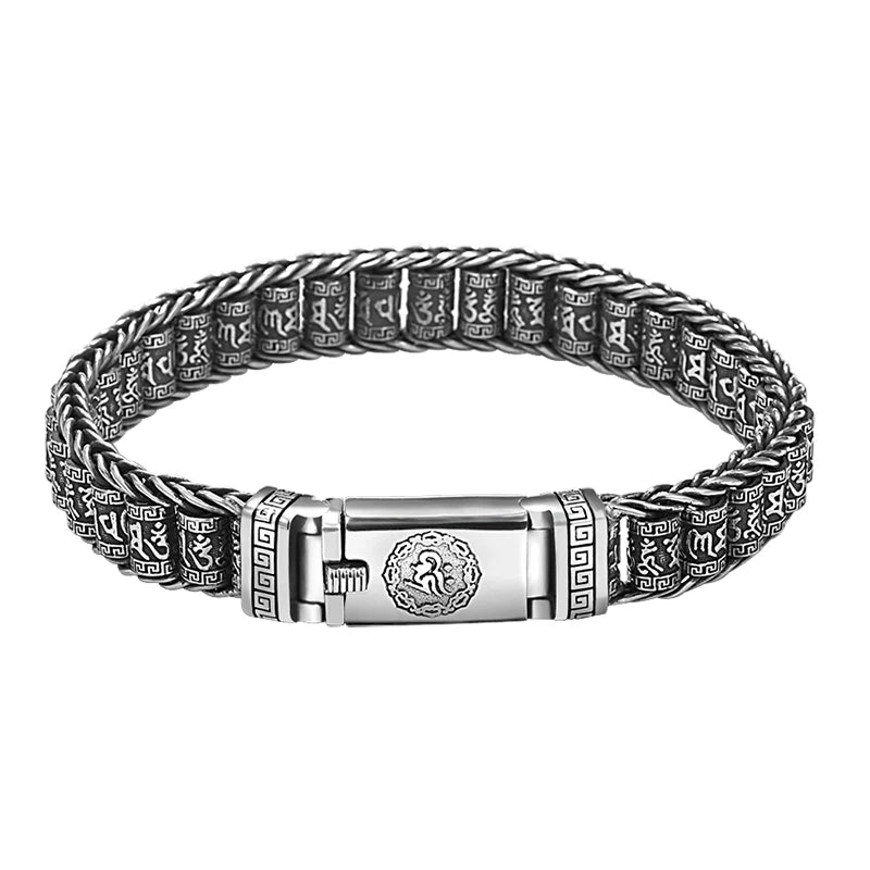Handmade Lucky Buddhist Scripture Bracelet Men – Retro Style