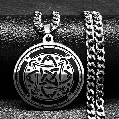 Viking Witch Celtic Knot Necklace | Odin Amulet Gothic Stainless Steel Jewelry for Men