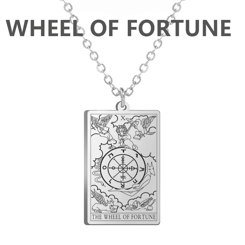 Dawapara Tarot Cards Necklace – Women’s Stainless Steel Amulet Jewelry Charm