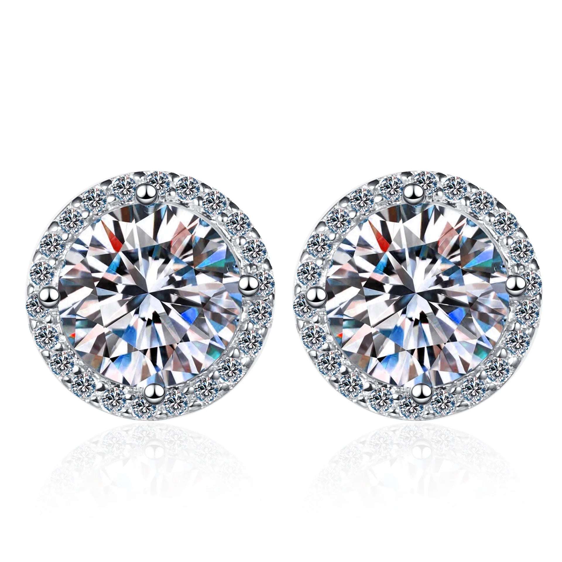 925 Sterling Silver Moissanite Earrings | 0.5/1/2 Carat Round Cut | Luxury Wedding, Party & Daily Jewelry Gift for Women