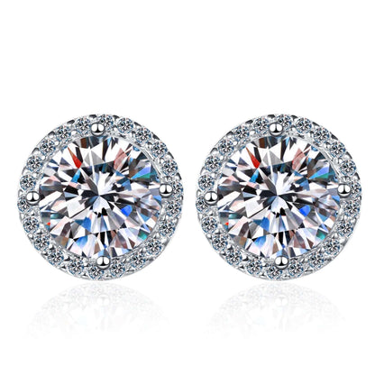925 Sterling Silver Moissanite Earrings | 0.5/1/2 Carat Round Cut | Luxury Wedding, Party & Daily Jewelry Gift for Women