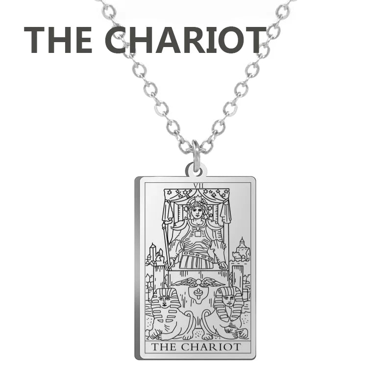 Dawapara Tarot Cards Necklace – Women’s Stainless Steel Amulet Jewelry Charm