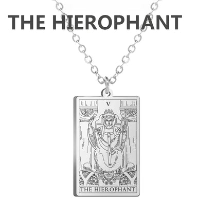 Dawapara Tarot Cards Necklace – Women’s Stainless Steel Amulet Jewelry Charm