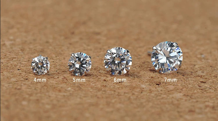 Crystal Zircon 925 Sterling Silver Earrings – Elegant Cubic Zirconia Studs for Women
