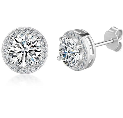 925 Sterling Silver Moissanite Earrings | 0.5/1/2 Carat Round Cut | Luxury Wedding, Party & Daily Jewelry Gift for Women