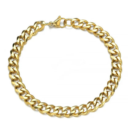 Fashion Stainless Steel Curb Cuban Chain Bracelet – Unisex Jewelry for Men & Women, Stylish Couple Wrist Gift