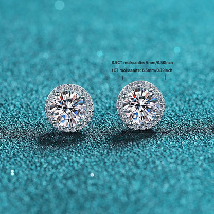 925 Sterling Silver Moissanite Earrings | 0.5/1/2 Carat Round Cut | Luxury Wedding, Party & Daily Jewelry Gift for Women