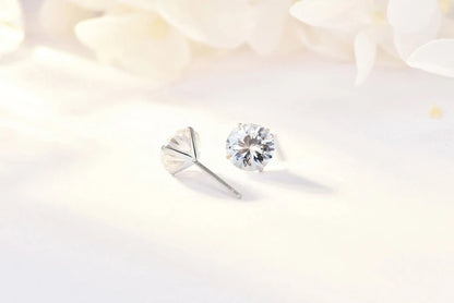 Crystal Zircon 925 Sterling Silver Earrings – Elegant Cubic Zirconia Studs for Women