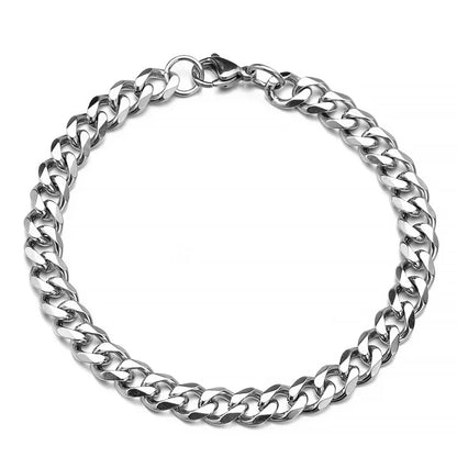 Fashion Stainless Steel Curb Cuban Chain Bracelet – Unisex Jewelry for Men & Women, Stylish Couple Wrist Gift