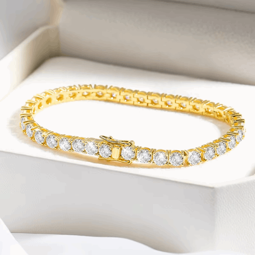 Smyoue Gold Moissanite Tennis Bracelet – 18K Gold Plated, S925 Sterling Silver, 3/4/5mm, Luxury Unisex Jewelry Gift