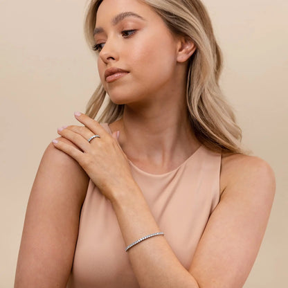 Hip Hop Jewelry Iced Out Tennis Chain Cubic Zirconia 18k Gold Plated Bling Necklace for Women + Free Custom Laser Logo
