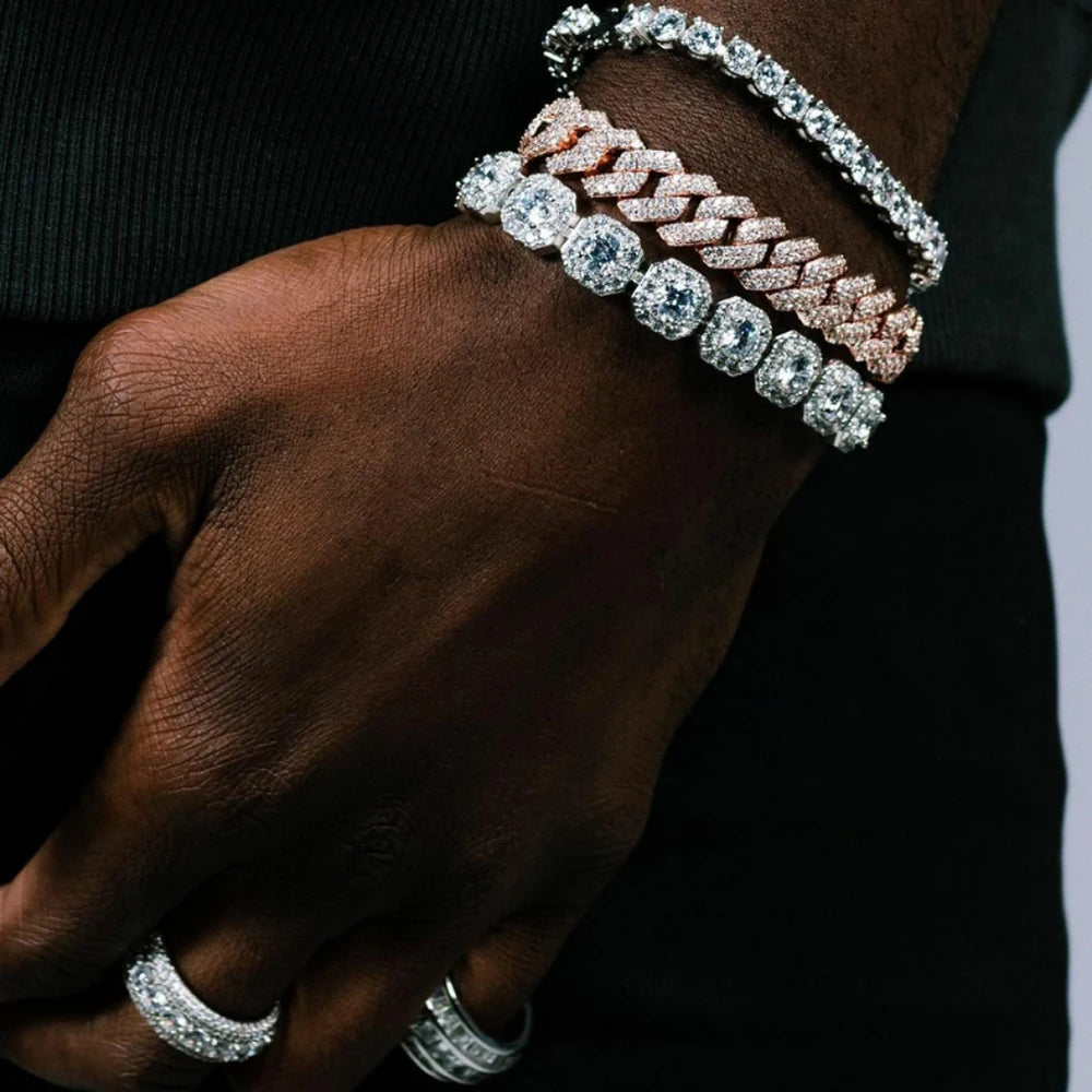 Hip Hop Jewelry Iced Out Tennis Chain Cubic Zirconia 18k Gold Plated Bling Necklace for Women + Free Custom Laser Logo