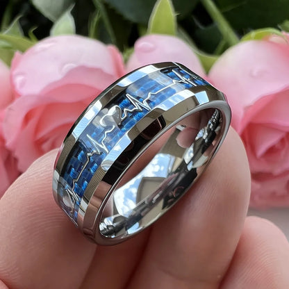 Fashion 8mm Black Carbon Fiber Heart Tungsten Carbide Ring – Wedding Band & Engagement Jewelry