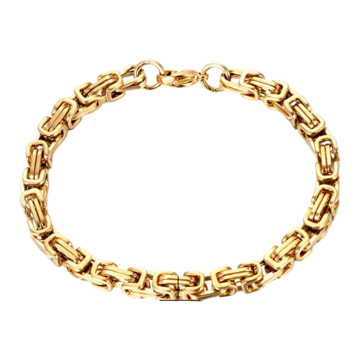 Gold Byzantine Chain Set – Stainless Steel Men’s Necklace & Bracelet, Durable Gold Plated Jewelry Gift