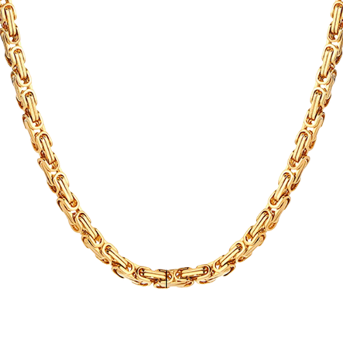 Gold Byzantine Chain Set – Stainless Steel Men’s Necklace & Bracelet, Durable Gold Plated Jewelry Gift