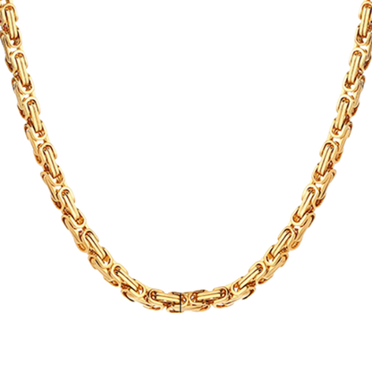 Gold Byzantine Chain Set – Stainless Steel Men’s Necklace & Bracelet, Durable Gold Plated Jewelry Gift