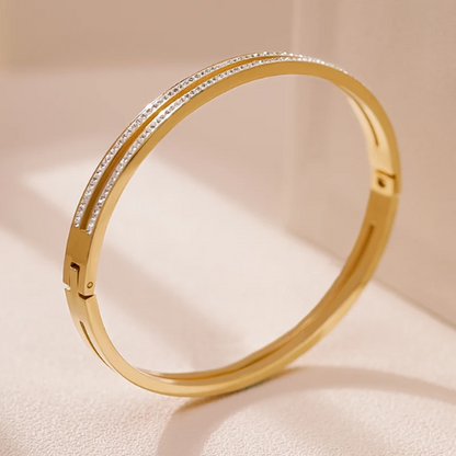 Women's MOONLIGHT Cubic Zirconia Cuff Bangle – Elegant Titanium Steel Bracelet