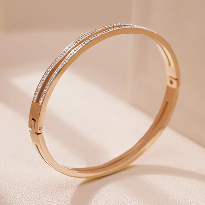 Women's MOONLIGHT Cubic Zirconia Cuff Bangle – Elegant Titanium Steel Bracelet