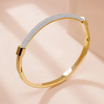 Women's MOONLIGHT Cubic Zirconia Cuff Bangle – Elegant Titanium Steel Bracelet