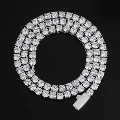 Hip Hop Jewelry Iced Out Tennis Chain Cubic Zirconia 18k Gold Plated Bling Necklace for Women + Free Custom Laser Logo