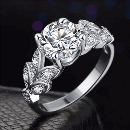 925 Sterling Silver Rings Vine Leaf Design Engagement Cubic Zircon Ring Fashion For Women Ladies Wedding Jewelry Gifts