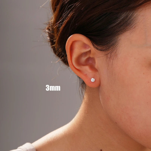 Crystal Zircon 925 Sterling Silver Earrings – Elegant Cubic Zirconia Studs for Women
