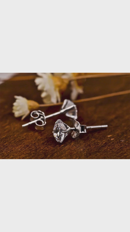 Crystal Zircon 925 Sterling Silver Earrings – Elegant Cubic Zirconia Studs for Women