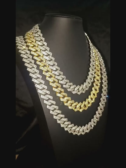 Iced Out Exquisite 16mm Wide Fashion Necklace Bracelet Hip Hop Jewelry Rhinestone Trendy Jewelry Gift for Men Women
